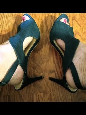 Impo Blue Jean Open-Toe Slingback Stiletto Heels